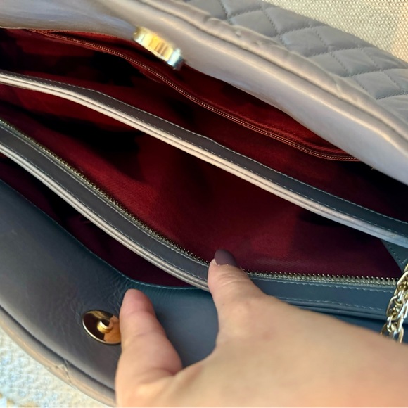 CHANEL Patent Quilted Maxi Just Mademoiselle Bowling Bag Gray - Picture 8 of 10